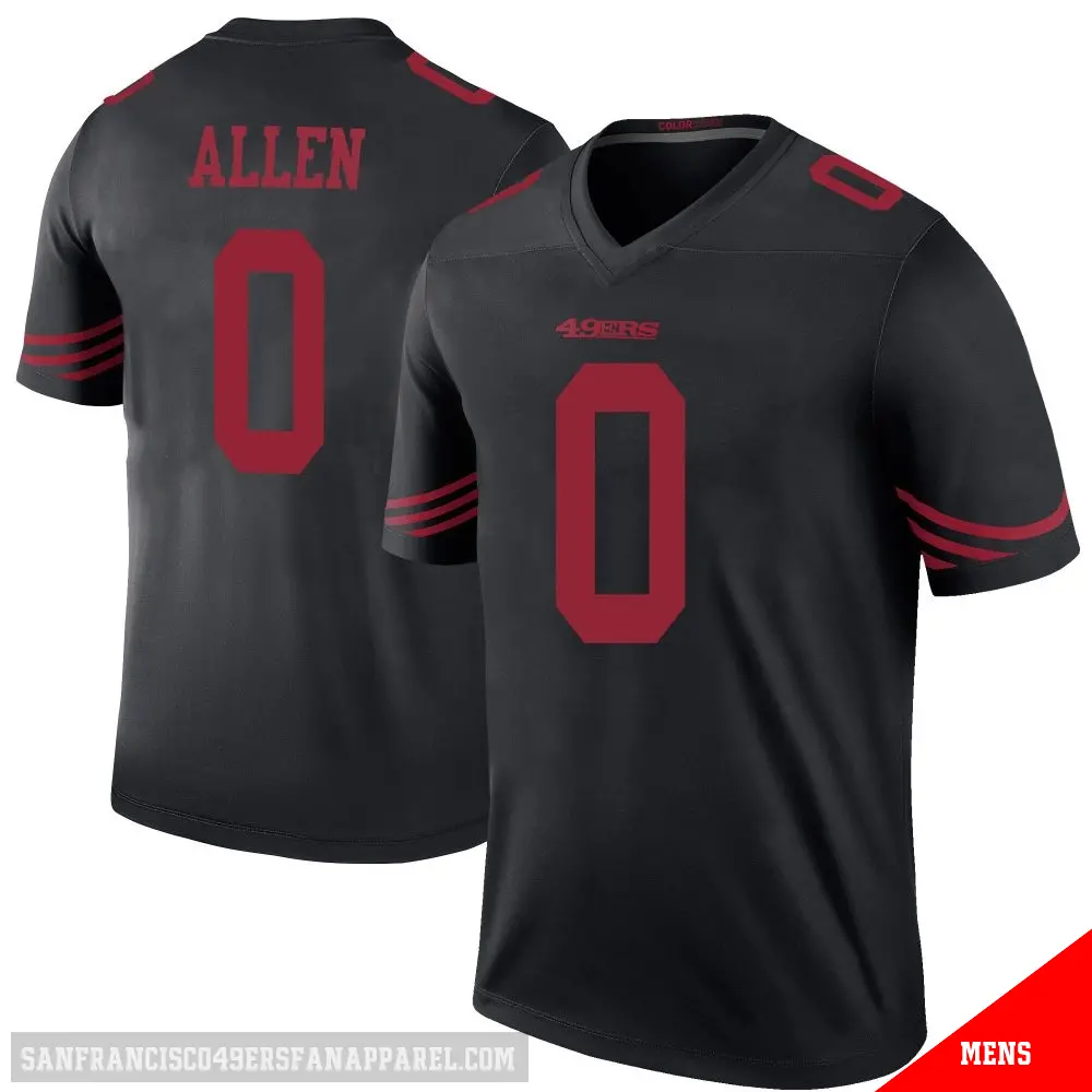＃0 Men's Jaylon Allen Black Legend San Francisco 49ers Color Rush Jersey