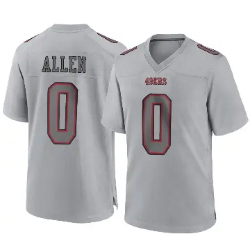 ＃0 Men's Jaylon Allen Gray Game San Francisco 49ers Atmosphere Fashion Jersey