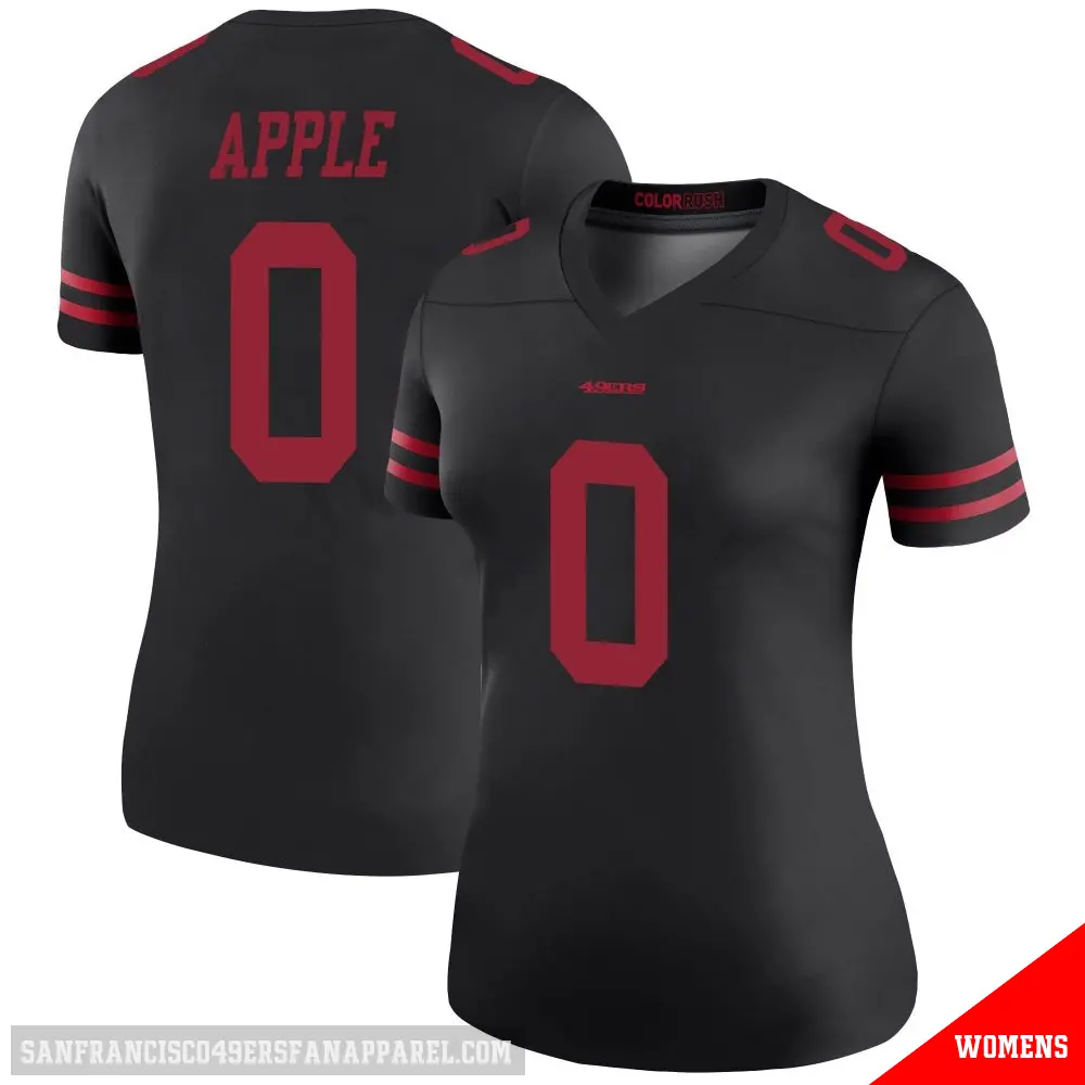 ＃0 Women's Eli Apple Black Legend San Francisco 49ers Color Rush Jersey