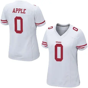 ＃0 Women's Eli Apple White Game San Francisco 49ers Jersey