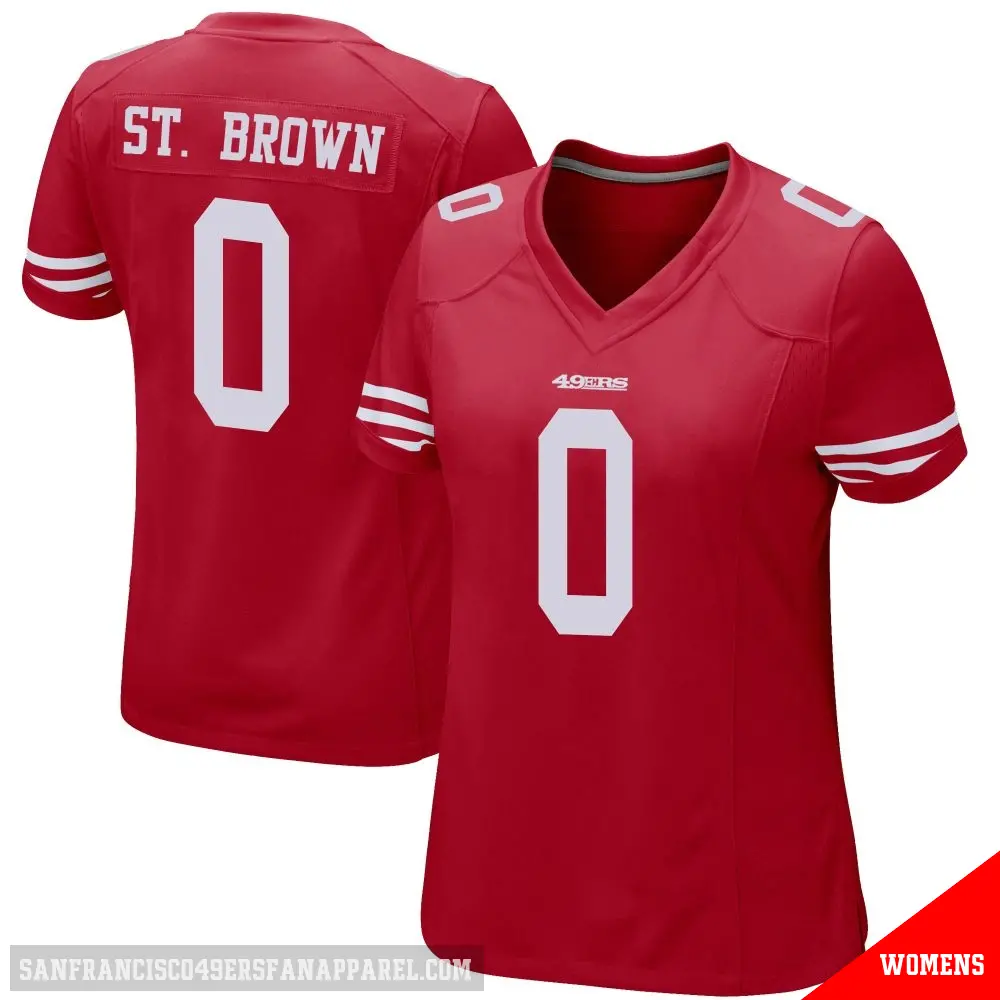 ＃0 Women's Equanimeous St. Brown Red Game San Francisco 49ers Team Color Jersey