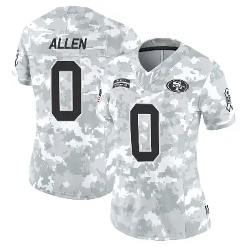 ＃0 Women's Jaylon Allen Arctic Camo Limited San Francisco 49ers Francisco 2024 Salute to Service Jersey