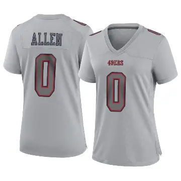 ＃0 Women's Jaylon Allen Gray Game San Francisco 49ers Atmosphere Fashion Jersey