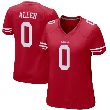 ＃0 Women's Jaylon Allen Red Game San Francisco 49ers Team Color Jersey
