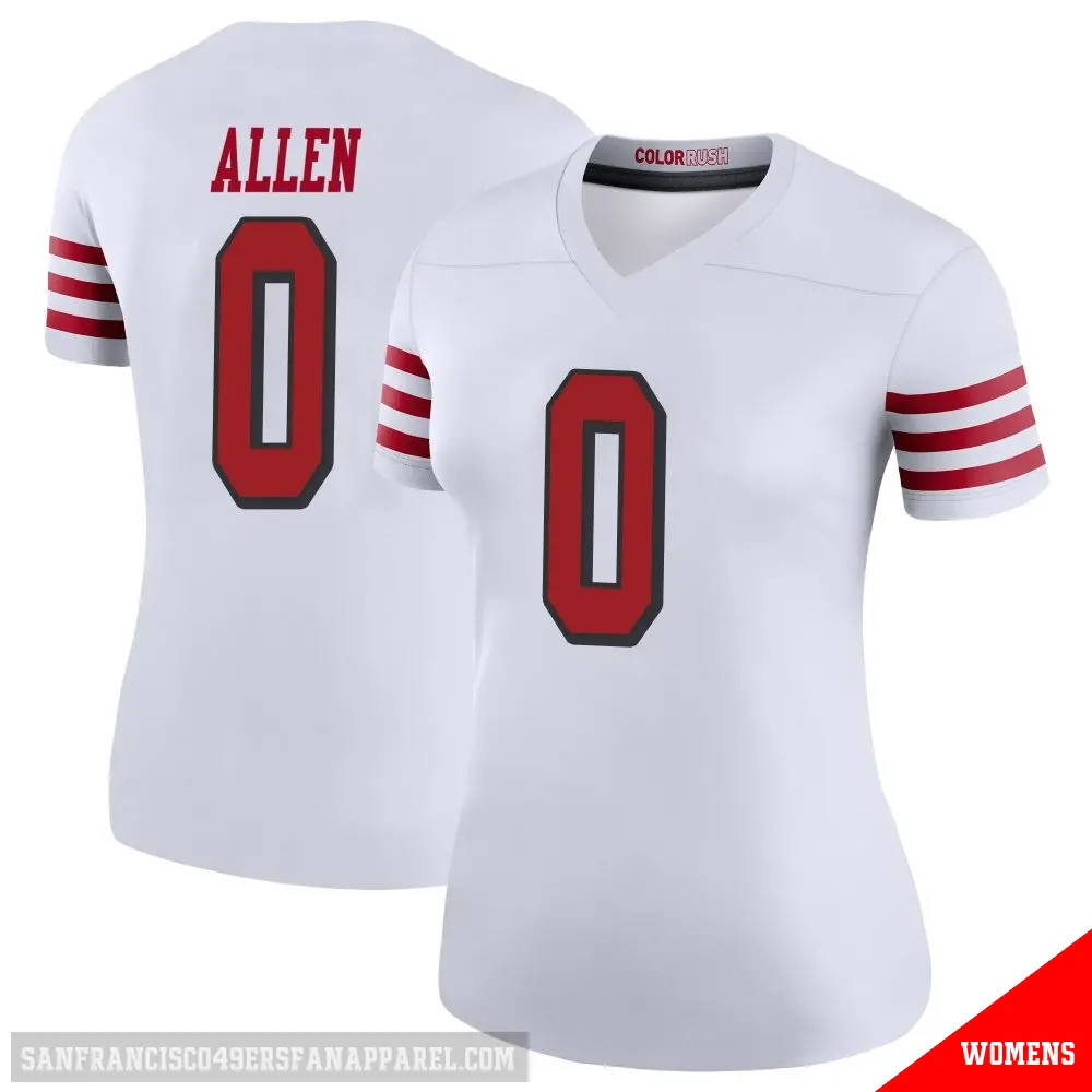 ＃0 Women's Jaylon Allen White Legend San Francisco 49ers Color Rush Jersey