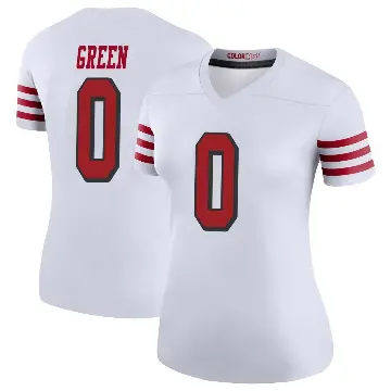＃0 Women's Renardo Green White Legend San Francisco 49ers Color Rush Jersey