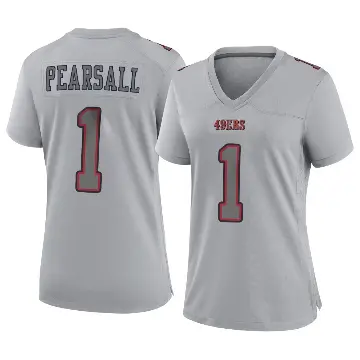 ＃1 Women's Ricky Pearsall Gray Game San Francisco 49ers Atmosphere Fashion Jersey