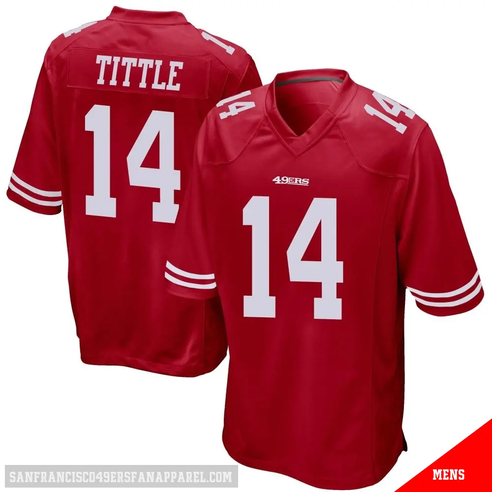 ＃14 Men's Y.A. Tittle Red Game San Francisco 49ers Team Color Jersey