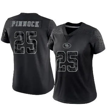＃25 Women's Jason Pinnock Black Limited San Francisco 49ers Reflective Jersey