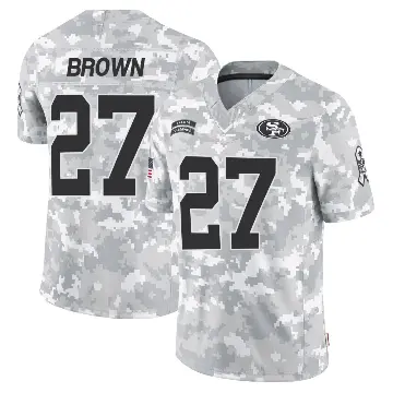 ＃27 Men's Ji'Ayir Brown Arctic Camo Limited San Francisco 49ers 2024 Salute to Service Jersey