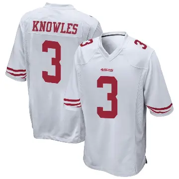 ＃3 Men's Malik Knowles White Game San Francisco 49ers Jersey