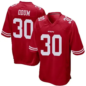 ＃30 Men's George Odum Red Game San Francisco 49ers Team Color Jersey