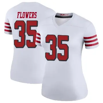 ＃35 Women's Dallis Flowers White Legend San Francisco 49ers Color Rush Jersey