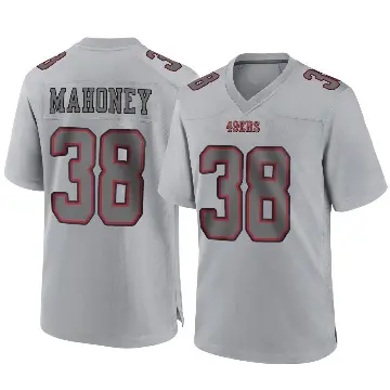 ＃38 Men's Jaylen Mahoney Gray Game San Francisco 49ers Atmosphere Fashion Jersey