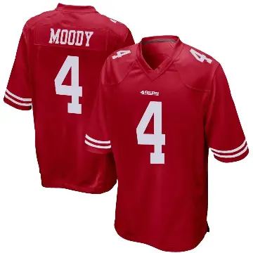 ＃4 Men's Jake Moody Red Game San Francisco 49ers Team Color Jersey