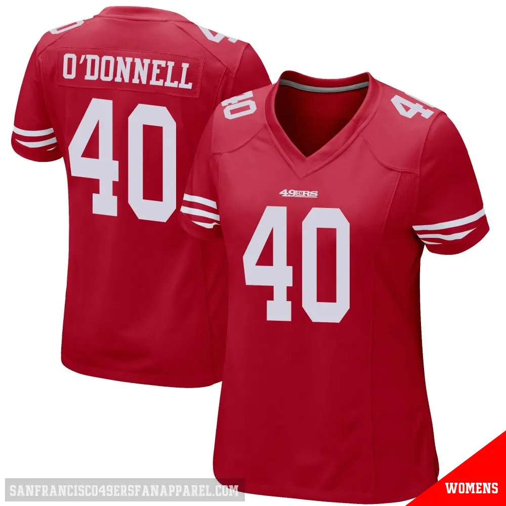 ＃40 Women's Pat O'Donnell Red Game San Francisco 49ers Team Color Jersey
