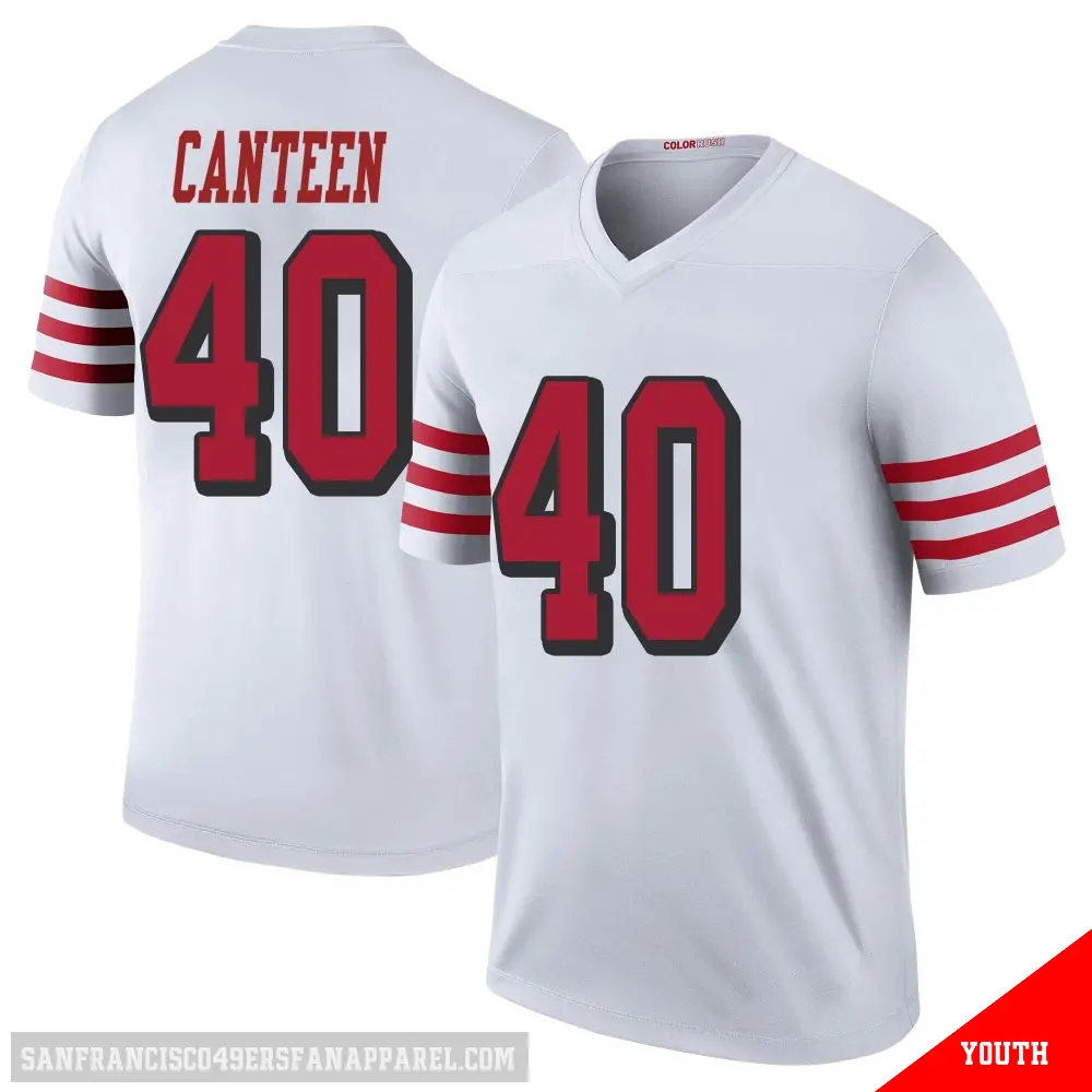 ＃40 Youth Derrick Canteen White Legend San Francisco 49ers Color Rush Jersey