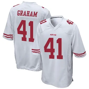 ＃41 Men's Jalen Graham White Game San Francisco 49ers Jersey