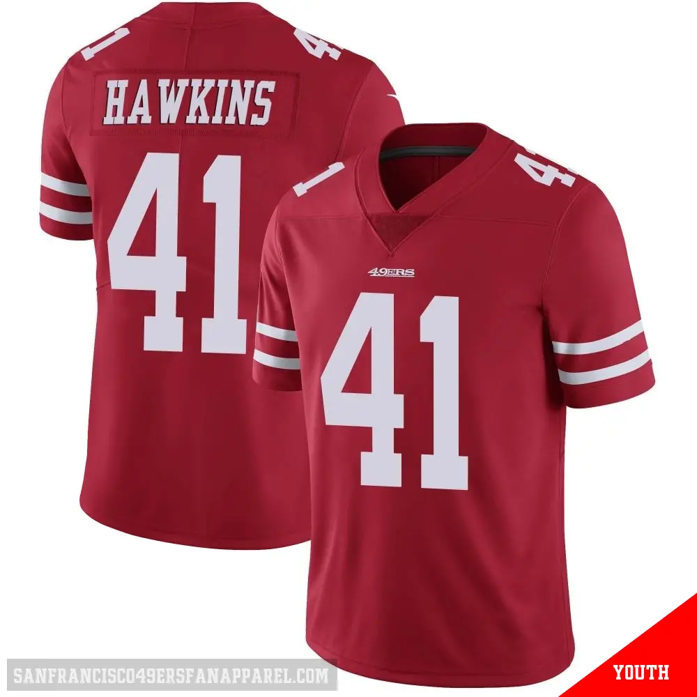 ＃41 Youth Tayler Hawkins Red Limited San Francisco 49ers Team Color Vapor Untouchable Jersey