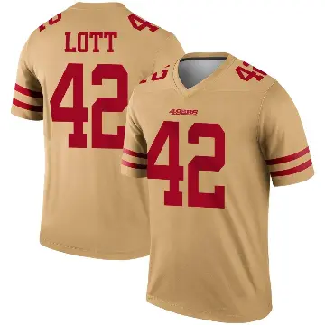 ＃42 Men's Ronnie Lott Gold Legend San Francisco 49ers Inverted Jersey