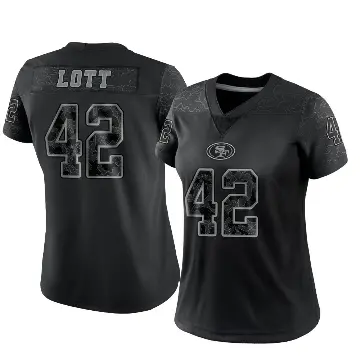 ＃42 Women's Ronnie Lott Black Limited San Francisco 49ers Reflective Jersey