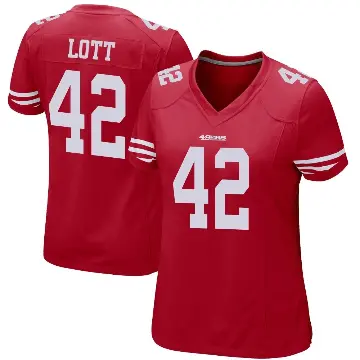 ＃42 Women's Ronnie Lott Red Game San Francisco 49ers Team Color Jersey