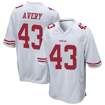 ＃43 Men's Tre Avery White Game San Francisco 49ers Jersey