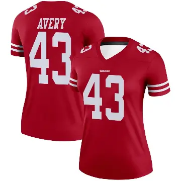 ＃43 Women's Tre Avery Scarlet Legend San Francisco 49ers Jersey