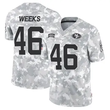＃46 Men's Jon Weeks Arctic Camo Limited San Francisco 49ers 2024 Salute to Service Jersey