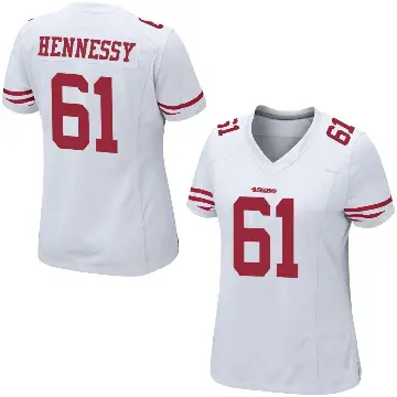 ＃61 Women's Matt Hennessy White Game San Francisco 49ers Jersey