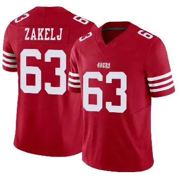 ＃63 Men's Nick Zakelj Scarlet Limited San Francisco 49ers Vapor F.U.S.E. Jersey