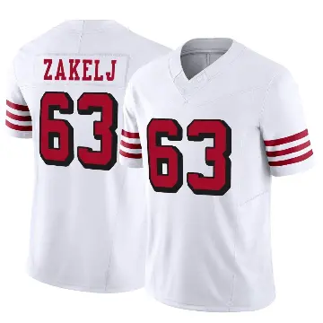 ＃63 Men's Nick Zakelj White Limited San Francisco 49ers Alternate Vapor F.U.S.E. Jersey