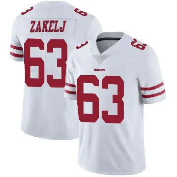 ＃63 Men's Nick Zakelj White Limited San Francisco 49ers Vapor Untouchable Jersey
