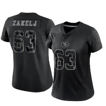 ＃63 Women's Nick Zakelj Black Limited San Francisco 49ers Reflective Jersey