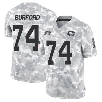 ＃74 Men's Spencer Burford Arctic Camo Limited San Francisco 49ers 2024 Salute to Service Jersey