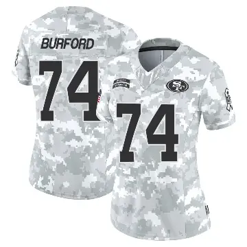 ＃74 Women's Spencer Burford Arctic Camo Limited San Francisco 49ers Francisco 2024 Salute to Service Jersey