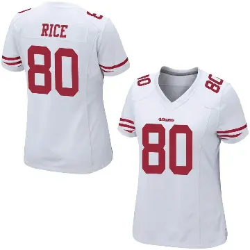 ＃80 Women's Jerry Rice White Game San Francisco 49ers Jersey