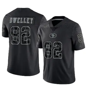 ＃82 Men's Ross Dwelley Black Limited San Francisco 49ers Reflective Jersey