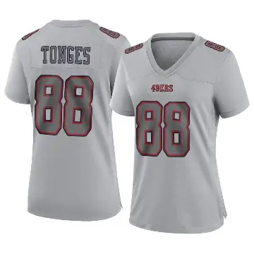 ＃88 Women's Jake Tonges Gray Game San Francisco 49ers Atmosphere Fashion Jersey