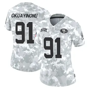＃91 Women's Sam Okuayinonu Arctic Camo Limited San Francisco 49ers Francisco 2024 Salute to Service Jersey