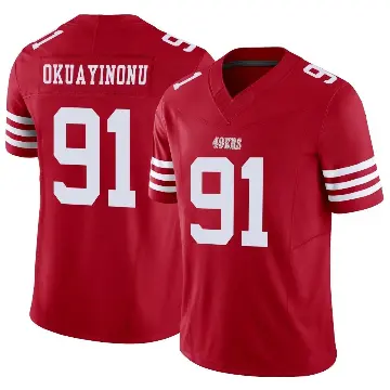 ＃91 Youth Sam Okuayinonu Scarlet Limited San Francisco 49ers Vapor F.U.S.E. Jersey