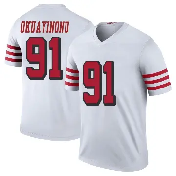 ＃91 Youth Sam Okuayinonu White Legend San Francisco 49ers Color Rush Jersey